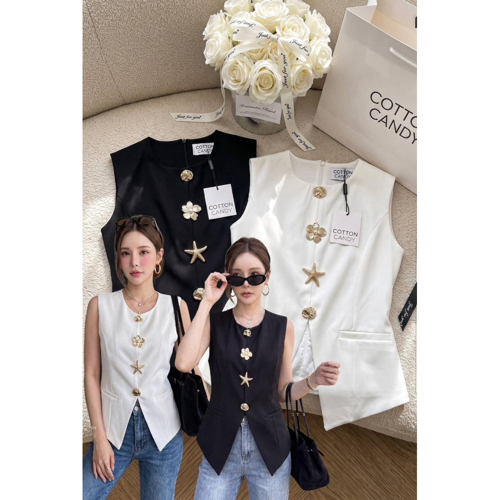 New Sunset korea top Tag#cottoncandy ว้าวสุดๆเลยคร่าาาา รุ่นนี้กระดุมใหม่ล่าสุดเกรดนำเข้าเกาหลี