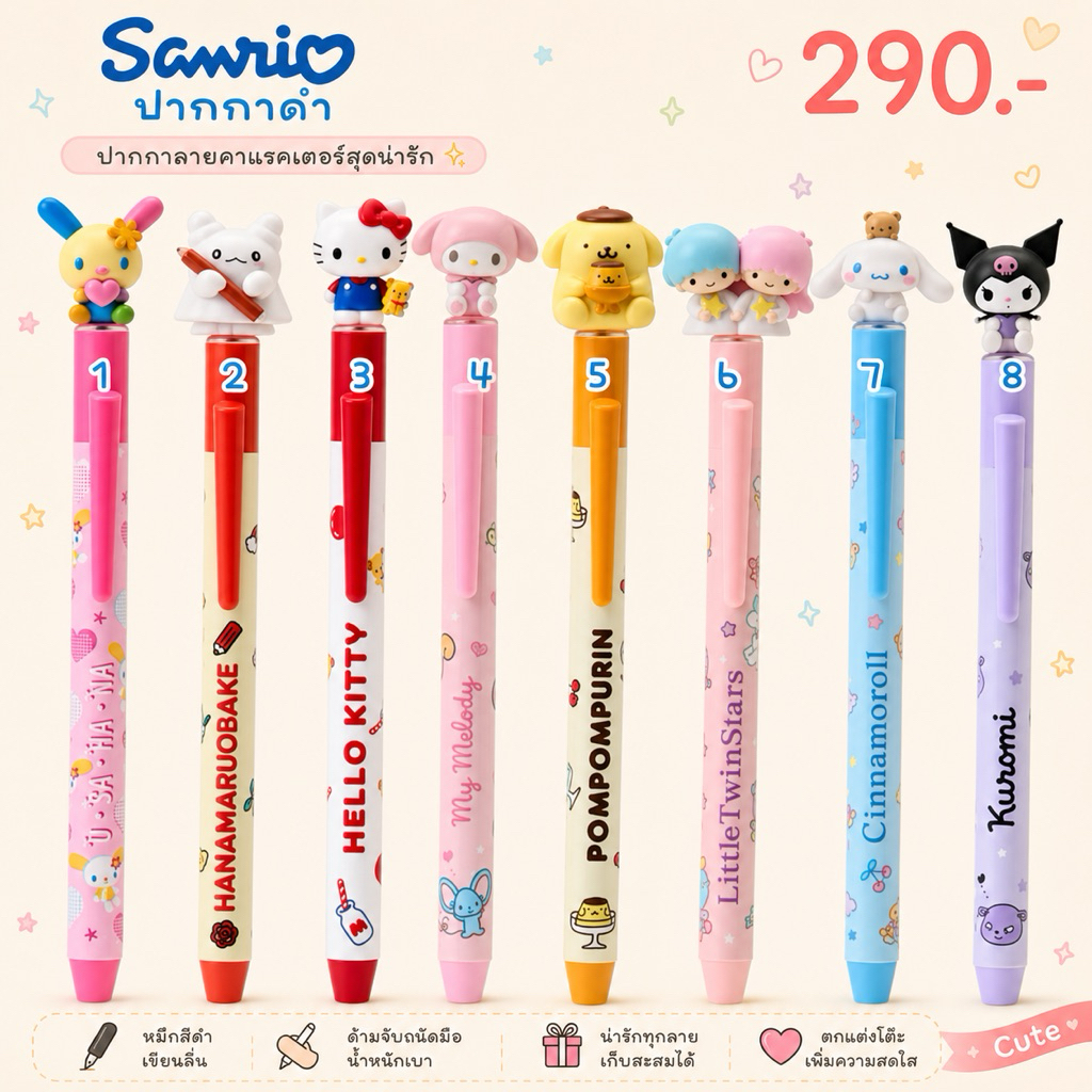 พร้อมส่ง!!! ปากกาดำ sanrio new limited japan 7.2/2025