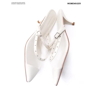 WOMENAGER - Mogenn สี Off-White รองเท้าหัวแหลมส้นสูง สวมใส่ง่าย