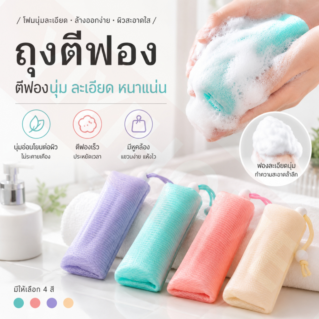 YIYIHOME ถุงสบู่  ถุงตาข่าย ประหยัดสบู่  ช่วยตีฟองได้ง่าย  ฟองหนาแน่น  เครื่องมือทําความสะอาด ใบหน้า ร่างกาย