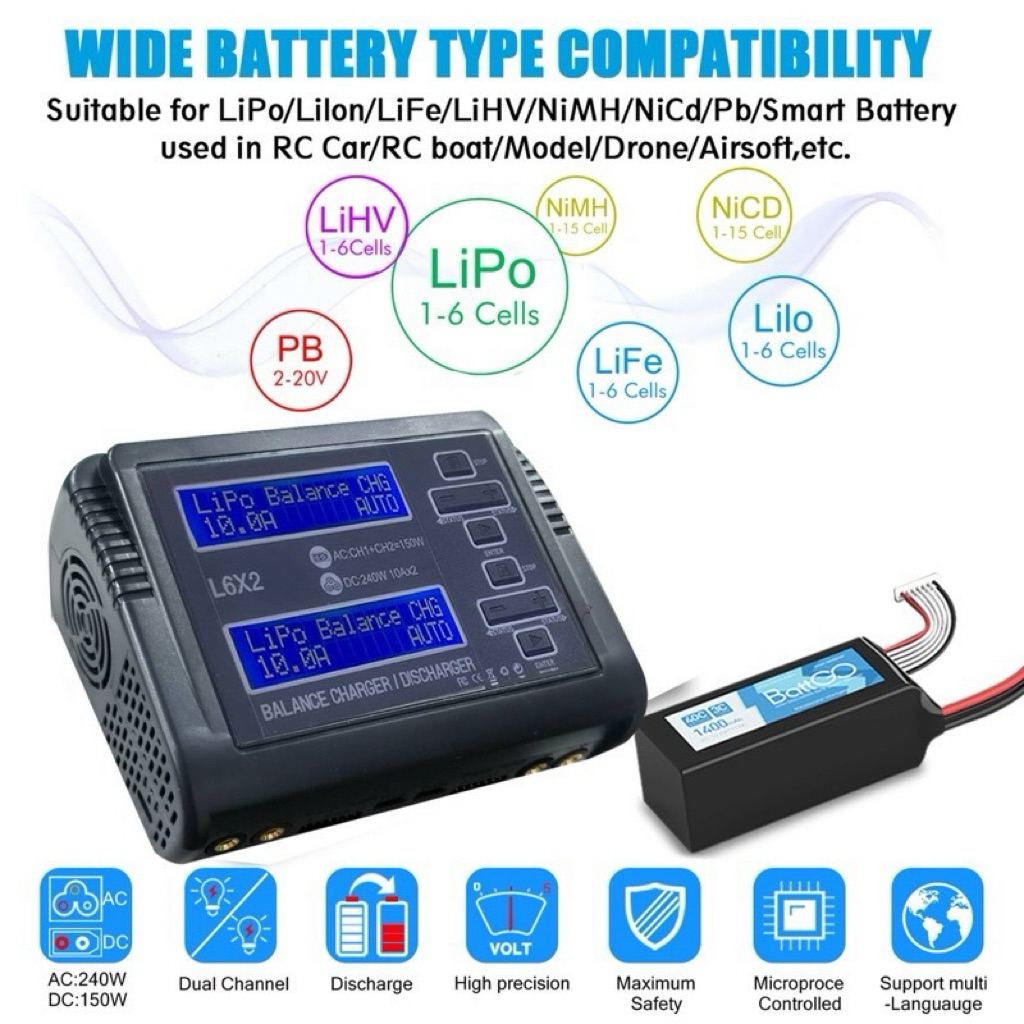เครื่องชาร์จ L6X2 HTRC C240 Duo Battery Balance Charger/Discharger