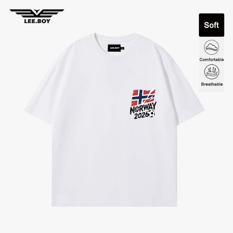 เสื้อครอป cotton ไม่ร้อน คอกลม 2026 ใหม่ FIFA World Cup 2026™  NORWAY ลายพิมพ์ (ส่งเร็ว จัดส่งจากไทย)