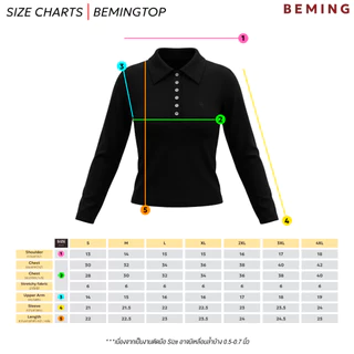 Bemingtop1222(S-4XL)-Podi Top - เสื้อแขนยาวดีไซน์คอปกคลาสสิกตกแต่งกระดุมหน้าและปักโลโก้ BMG