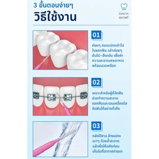 40 ชิ้น รงซอกฟันสำหรับคนจัดฟัน แปรงสีฟันลวดสแตนเลสขนนุ่มสําหรับจัดฟัน แปรงขัดซอกฟัน