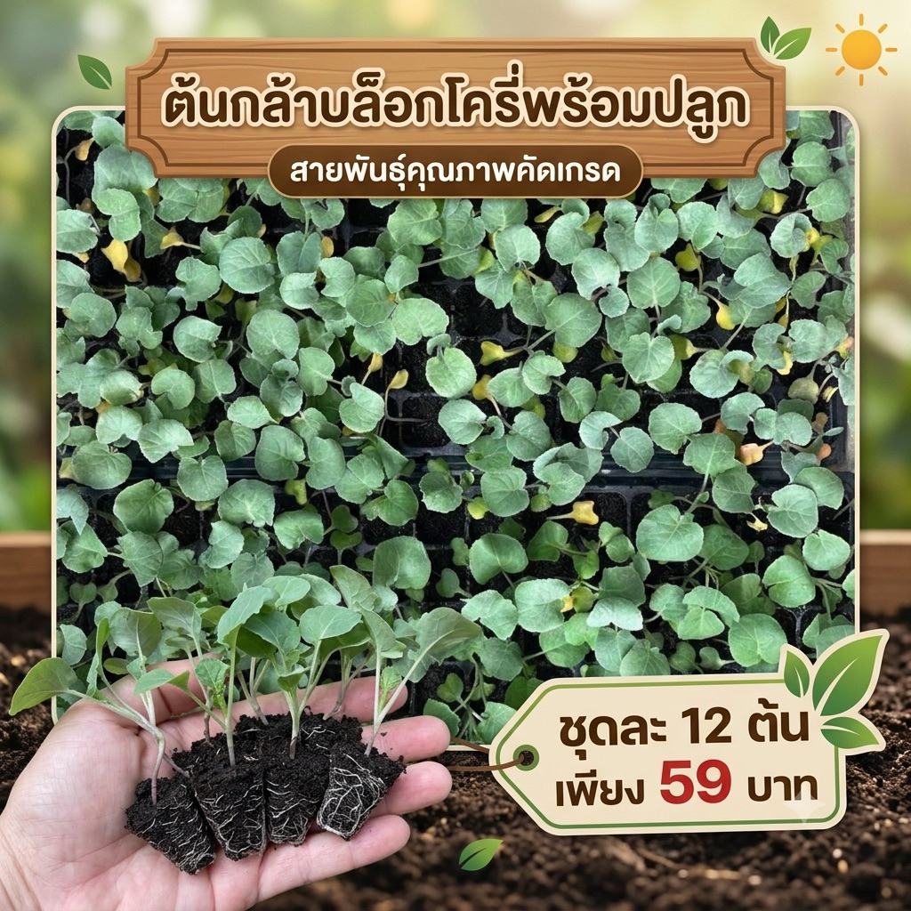 กล้าบล็อกเคอรี่ ชุด 10 ต้น แถม 2 ต้น