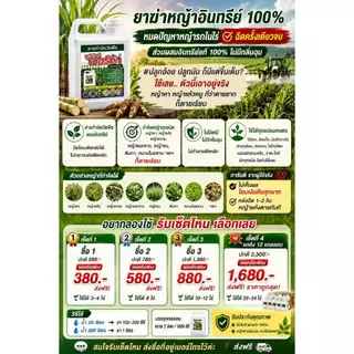 ซุปเปอร์ เวอร์ด้า ยาฆ่าหญ้าอินทรีย์แท้ 100% ซื้อ 1 แถม 1 สูตรแรง เห็นผลไว ไม่มีกลิ่นฉุน ฉีดครั้งเดียวช่วยลดปัญหาหญ้ารก