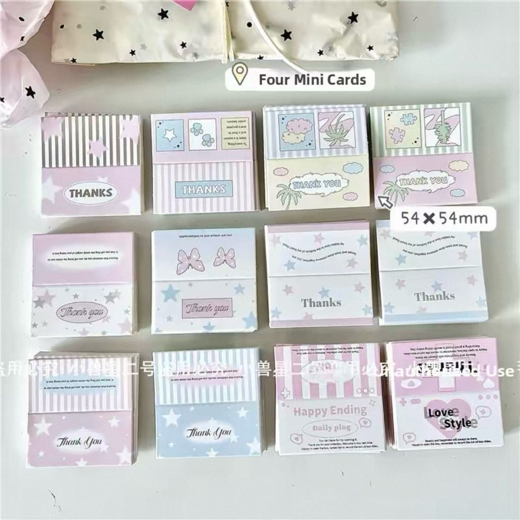 ꒰ พร้อมส่ง ♡ ꒱ หัวกระดาษลาย thank you 12 ชิ้นคละลาย ขนาด 5.4 * 5.4 ซม