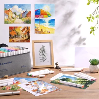 Miacle Works ชุดปากกามาร์กเกอร์ สองหัว สีแอลกอฮอล์ ปากกามาร์คเกอร์ ปากกาวาดภาพ Chenrui Acrylic Marker Stationery 80/120ส