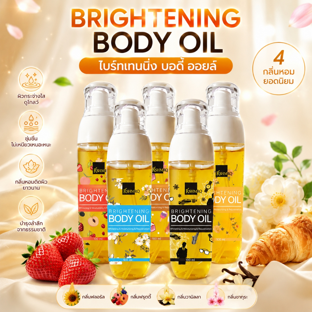 Body Oil 100ml - บอดี้ออย เนื้อเจล บางเบา ซึมไว ไม่เหนียวเหนอะหนะ บำรุงผิวนุ่มชุ่มชื้น ผิวขาวใส ฉ่ำโกล์ว