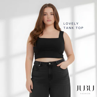 JUBUFASHION เสื้อครอปสาวอวบ คอเหลี่ยม สายกว้าง ไม่มีฟองน้ำ ผ้าเรย่อน อก35-50นิ้ว ส่งด่วน #479