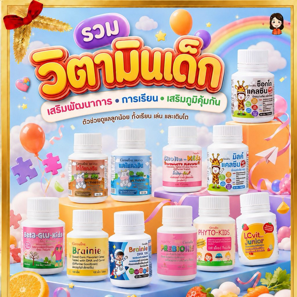 กิฟฟารีน อาหารเสริมเด็ก วิตามินเด็ก นมอัดเม็ด ​เพิ่มความสูง บำรุงสมอง การขับถ่าย บำรุงสมอง