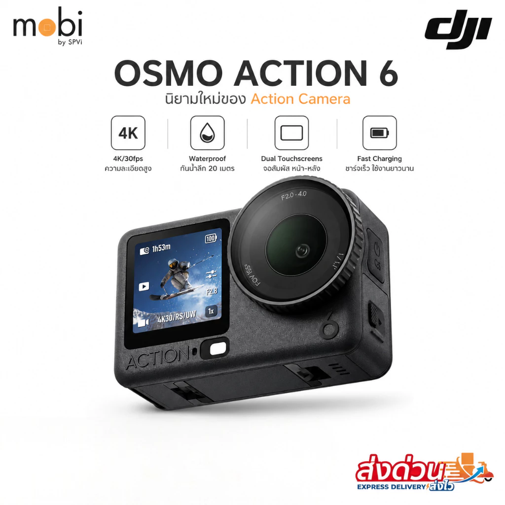 DJI Osmo Action 6 | 1/1.1 New Sensor 4K/120fps - กล้องแอคชั่น ประกันศูนย์ 1ปี