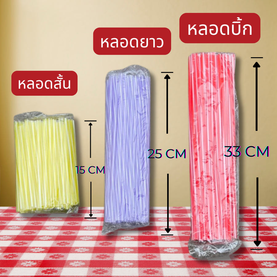 [ถูกสุด] หลอด หลอดดูดน้ำ (สั้น-ยาว-บิ๊ก) หลอดชานม ขายทีละ1ห่อ หลอดพลาสติก หลอดทำโมบาย หลอดเสียบไม้กฐิน คละสี