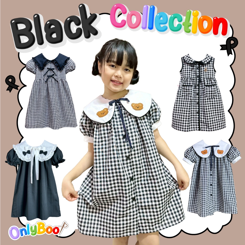 Black Collection🖤 ชุดเดรสสีดำเด็กผู้หญิง ใส่งานขาวดำ