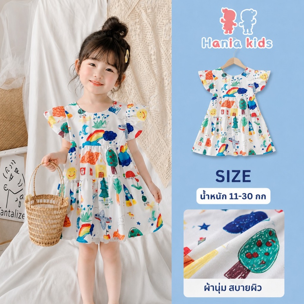 สินค้าราคาพิเศษ Hania kids พร้อมส่ง กระโปรงลายมินิมอล เนื้อผ้าดี ชุดเด็กผู้หญิง  -K3124540