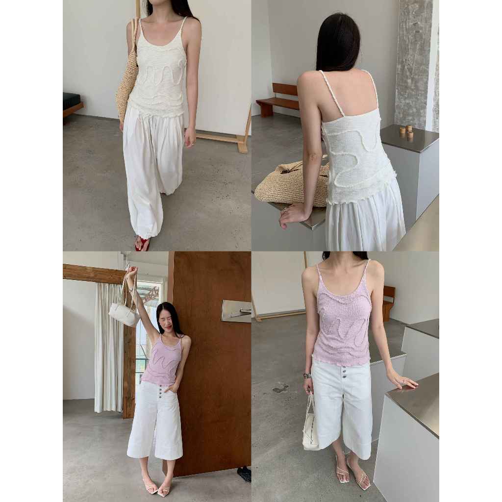 INBYIN - เสื้อสายเดี่ยวลายคลื่นนูน ชายหยัก MELLOW WAVE CAMI - I3737