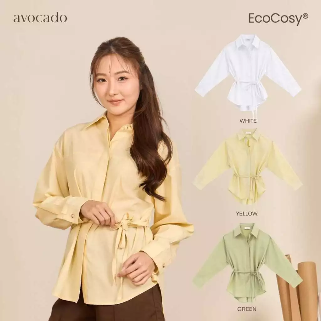 avocado - Nerra Shirt เสื้อเชิ้ตเนื้อผ้าธรรมชาติ แต่งดีเทลเชือก แมตช์ได้หลายลุต