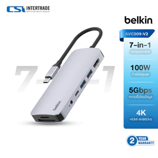 Belkin USB-C Hub 7-in-1 HDMI 4K60Hz PD100W SD Card 3.5mm สำหรับ MacBook iPad Laptop รุ่น AVC009-V2