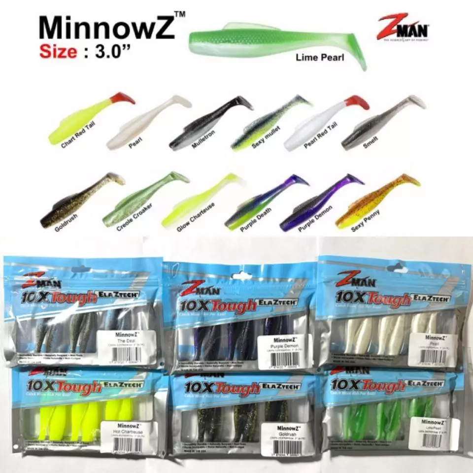 ปลายาง Z-Man MinnowZ 3 นิ้ว เหยื่อยางเหนียวถึก ทนแรงกัด ตกปลากะพง ช่อน ชะโด Zman Soft Swimbait