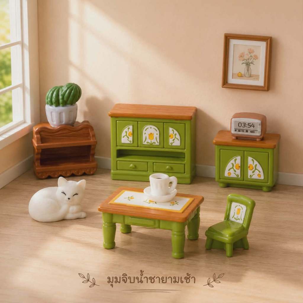 j452C เฟอร์นิเจอร์จิ๋ว บ้านตุ๊กตาสีเขียววินเทจแพ็คละ 6 รูปที่ 8