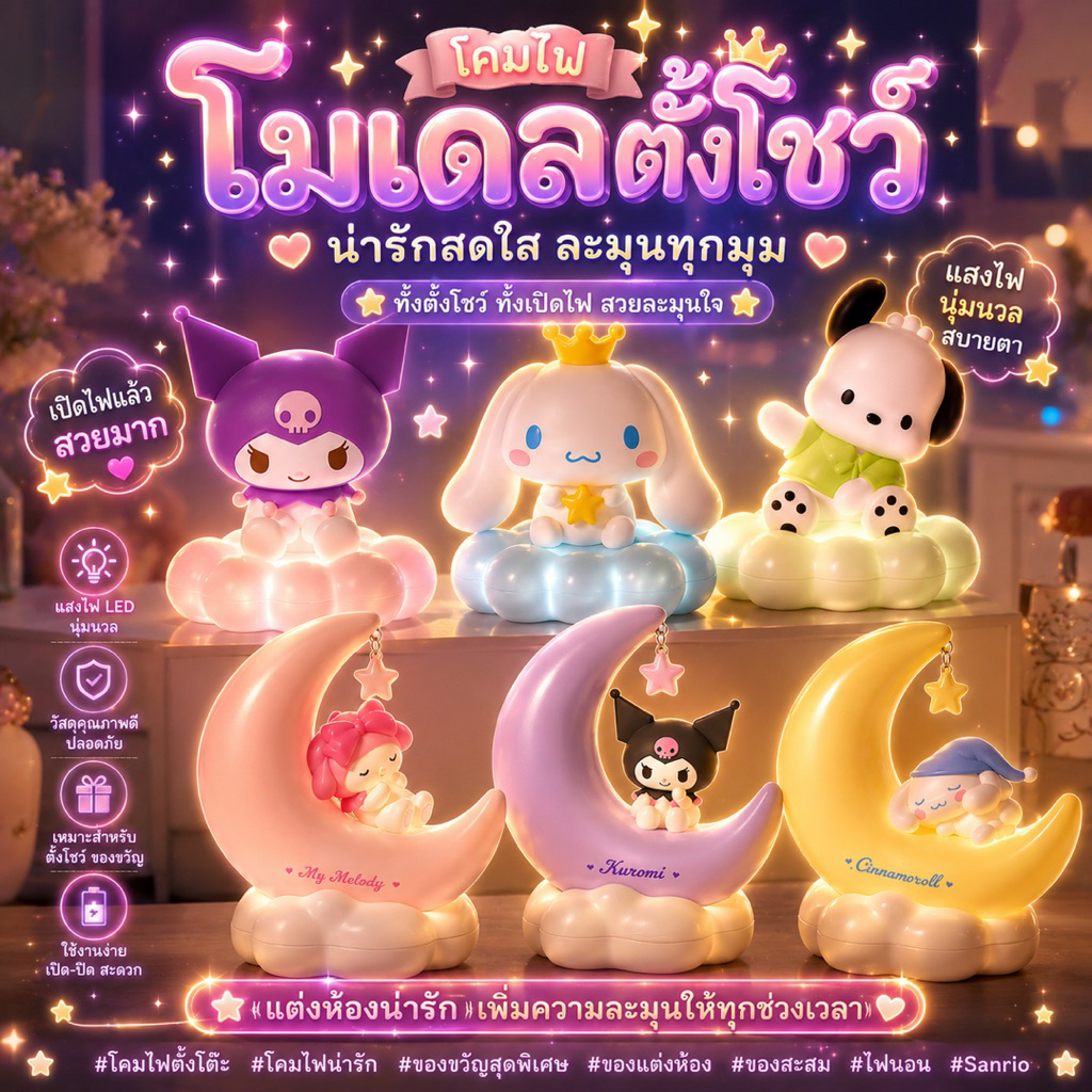 โคมไฟ Sanrio LED Night Light Kuromi / Cinnamoroll Lamp by Miniso