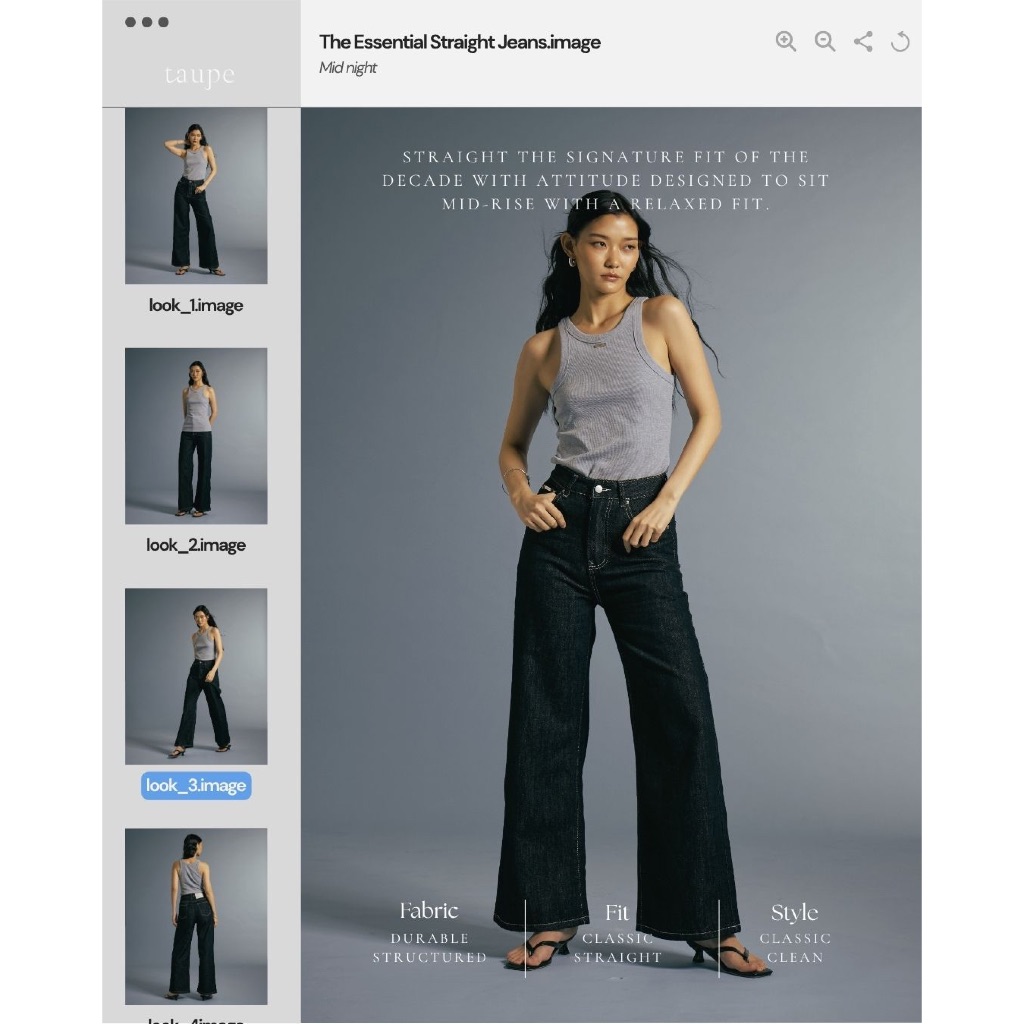 Taupe.brand - The Essential Straight Jeans กางเกงยีนส์ทรงกระบอกใหญ่ ผลิตจากผ้าดิบคุณภาพดี น้ำหนักเบา ใส่สบายแพทเทิร์นสวย