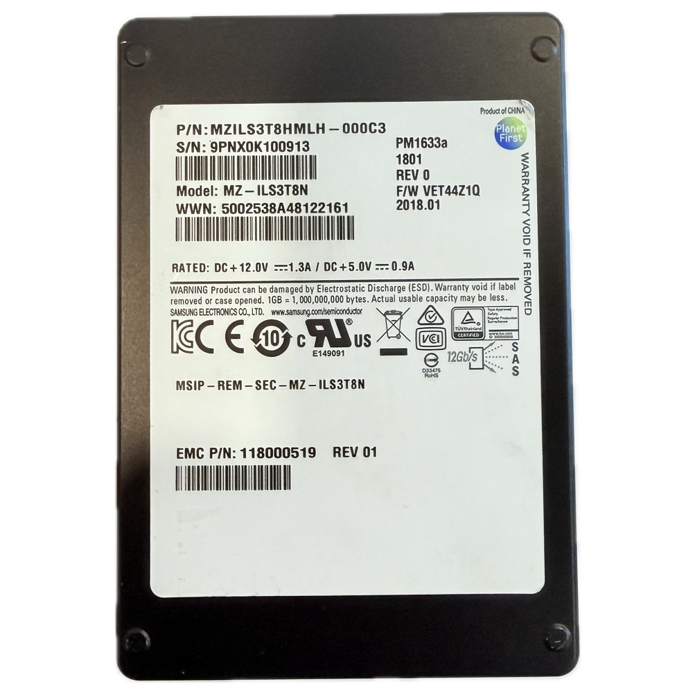 Samsung SSD Enterprise 3.84TB SAS 12Gbps รุ่น PM1633a มือสอง Health 95%+ MZ-ILS3T8N ประกัน 1 ปี พร้อ
