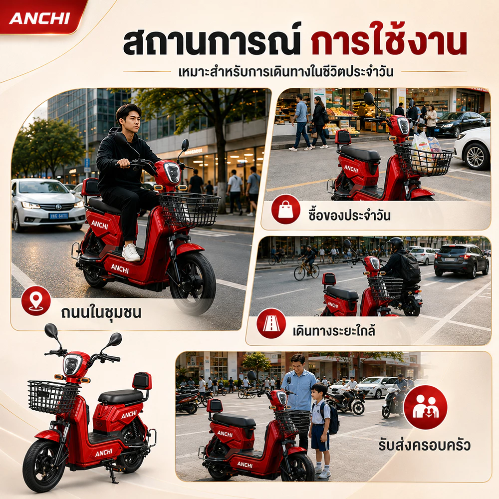 ANCHI จักรยานไฟฟ้า 48V12A มีกระจกมองหลัง ไฟเลี้ยว ตะกร้า thumbnail 7