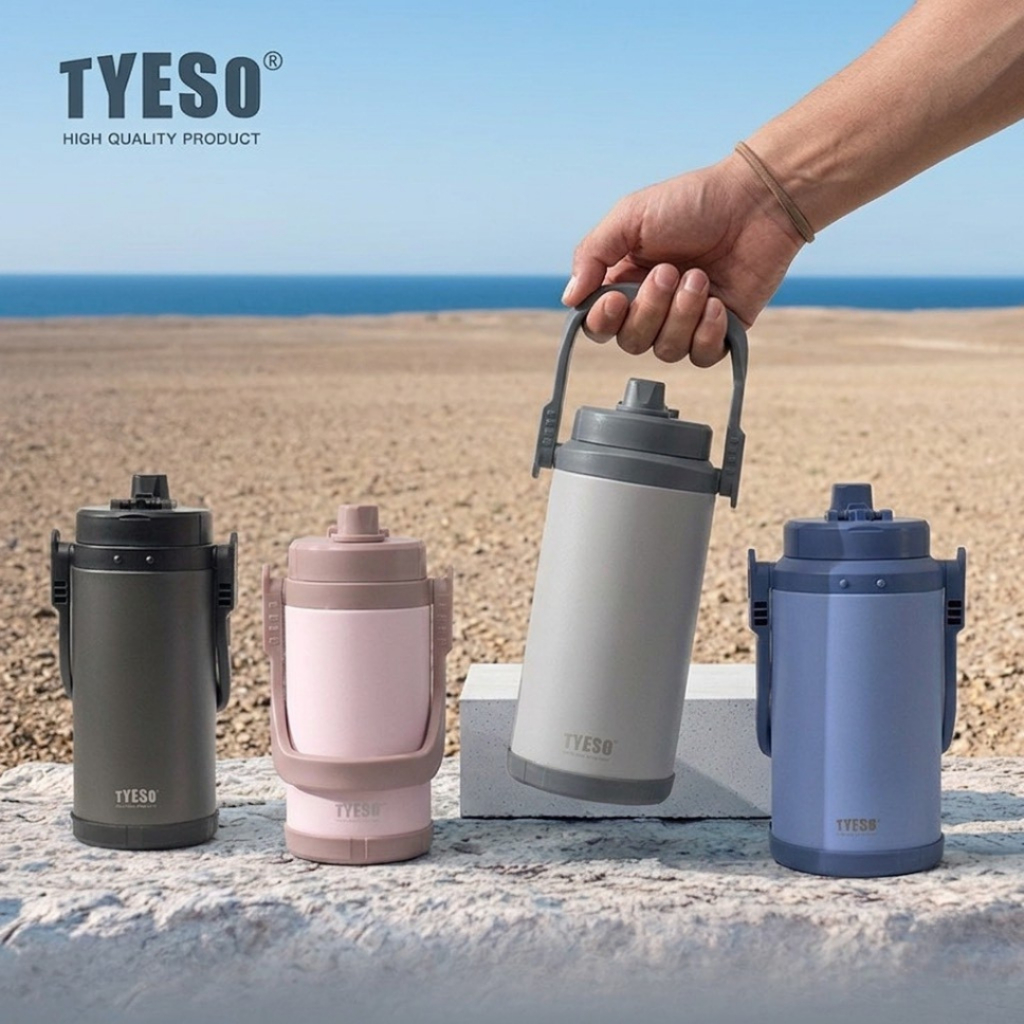 TYESO Vacuum Insulated Bottle 2000ML. 3500ML. กระบอกน้ำสุญญากาศเก็บอุณหภูมิแบบหูหิ้ว ความจุขนาดใหญ่