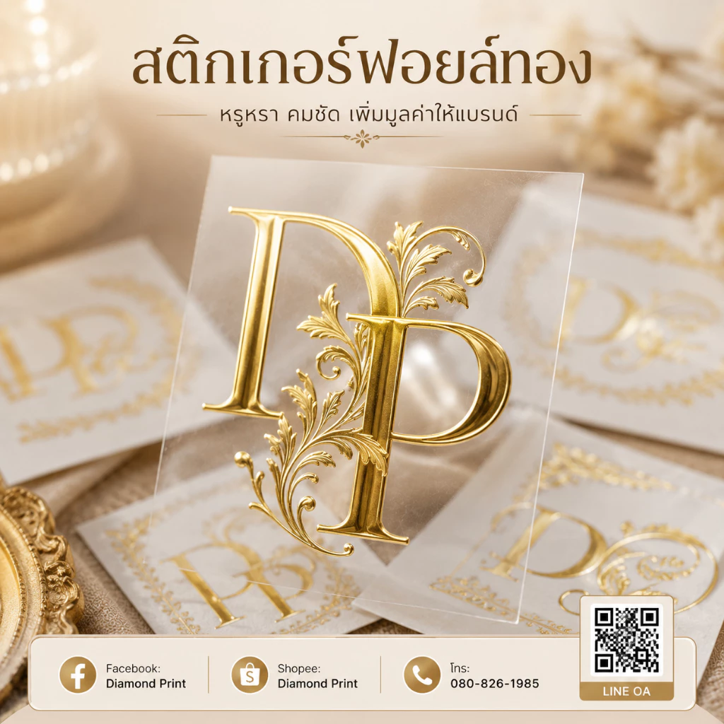สติกเกอร์ UV DTF ฟอยล์พรีเมียม เงาวาว หรูหรา ติดแน่น / กันน้ำ / โลโก้ / ฉลากสินค้า ช่วยให้ลูกค้าค้นหาเจอง่ายและดูน่าซื้อ