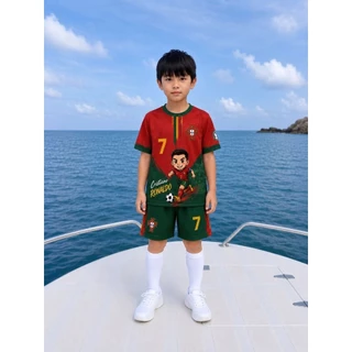 ชุดกีฬาเด็ก ชุดบอลโลก เสื้อแขนสั้น กางเกงขาสั้น ผ้าไมโคร ใส่สบายมาก