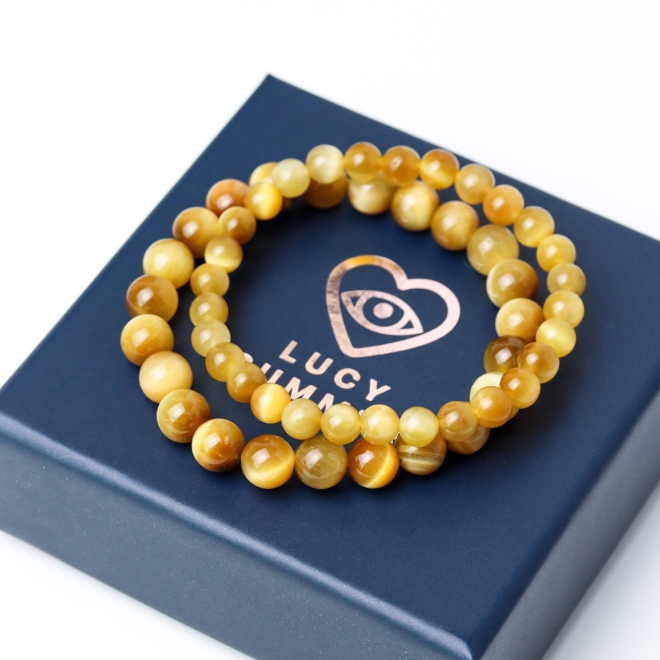 LUCYSUMMER กำไลข้อมือหินแท้ Golden Tiger eye - ไทเกอร์ อาย สีทอง (กำไลหินแท้ รับประกันหินแท้)