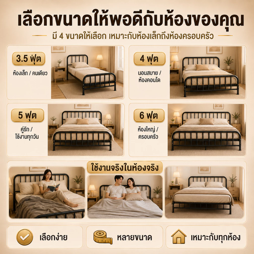 เตียงเหล็กกลม iF ขนาด 3.5/4/5/6 ฟุต thumbnail 4