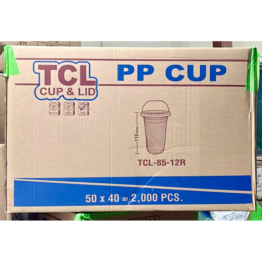 แก้ว TCL 12oz.(ปาก85) หนาพิเศษ 1 ลัง (40 แถว) (1 แถว 50 ชิ้น) ขายแบบ ยกลัง/ครึ่งลัง