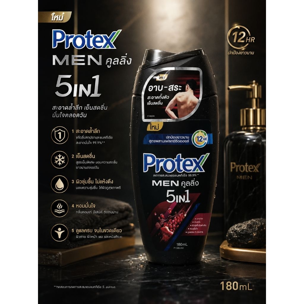 Exp: 05/28 Protex For Men Shower Gel Cooling 5 in 1🌋180 มล และอีก 5 สูตร)