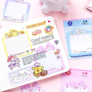 <พร้อมส่ง> Link2 โน๊ตกาวกระดาษ แบบแผ่น Paper Note การ์ตูน 30-50แผ่น / 30+ลาย / ซาริโอ้ เครื่องเขียน กระดาษจด โพอิท