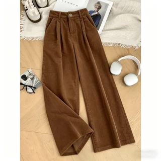 กางเกงขายาว ขาตรง เอวสูง ทรงหลวม สไตล์เกาหลี สําหรับผู้หญิง S-XXL