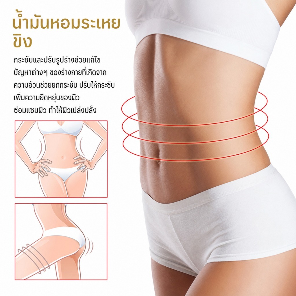น้ำมันนวดขิงหอมระเหย 70ml ครีมสลายไขมัน รูปที่ 7
