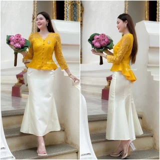 รวมเสื้อเหลือง มีทั้งลูกไม้ ไหมสี่เส้น งานอัดกาวทุกตัว ตัดเย็บเข้ารูปสวยสง่า