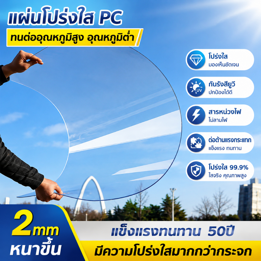 PC แผ่นอะคริลิคใสๆ แผ่นหลังคา สีใสดัดโค้งได้แผ่นอะคริลิค เคลียร์สต๊อค แผ่นอคีลิค แผ่นพลาสติกใส อคริลิคหนา แผ่นอะคริลิคใส