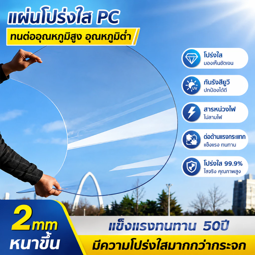 PC แผ่นอะคริลิคใสๆ แผ่นหลังคา สีใสดัดโค้งได้แผ่นอะคริลิค เคลียร์สต๊อค แผ่นอคีลิค แผ่นพลาสติกใส อคริลิคหนา แผ่นอะคริลิคใส