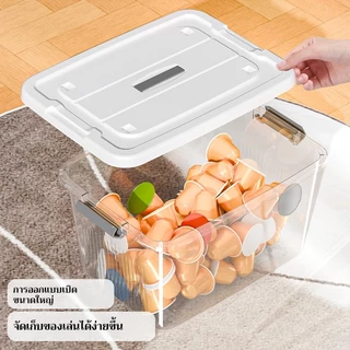 กล่องเก็บของพลาสติกโปร่งแสง สามารถเรียงซ้อนได้ ประหยัดพื้นที่ เก็บสิ่งของง่าย