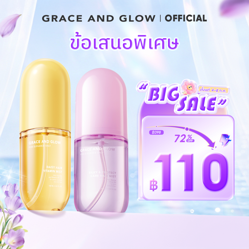 【เซตคู่ผมหอม】 Grace and Glow เซรั่มผมหอม Hair Mist 2PCS - Different Smell