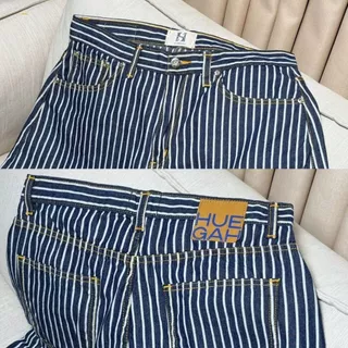 [เก็บโค้ด ลด 25%]📍พร้อมส่ง 👈HUEGAH LOONA BAGGY DENIM (L-12XL) กางเกงยีนส์ขากระบอกใหญ่ ลายทาง