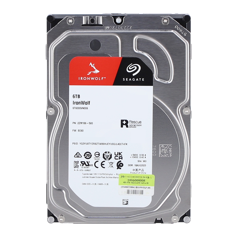 6TB 3.5 INCH HDD (ฮาร์ดดิสก์ 3.5 นิ้ว) SEAGATE IRONWOLF - 5400RPM SATA3 (ST6000VN006)