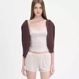 Withit Rib Shorts with Leather Patch กางเกงขาสั้นผ้านุ่ม - BTW35818