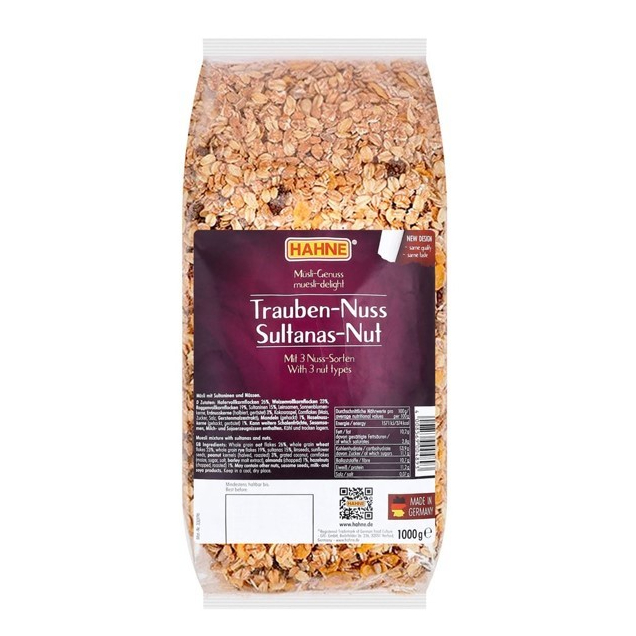 Hahne Raisin Nut Muesli ฮาทเน่ มูสลี่ ผสมลูกเกดและถั่ว 1000g.