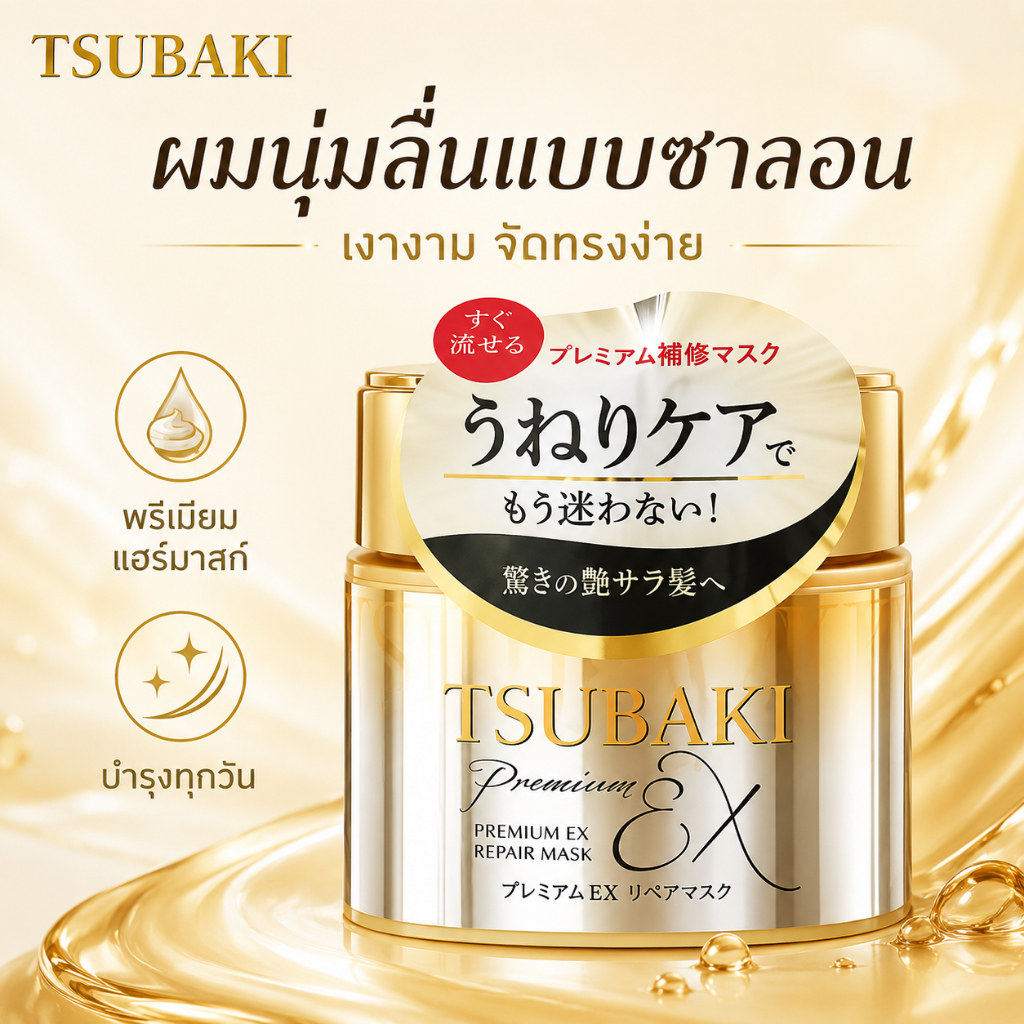 TSUBAKI แฮร์มาสก์ ผมบุ่มลื่น เงางามเหมือนร้านทำผม