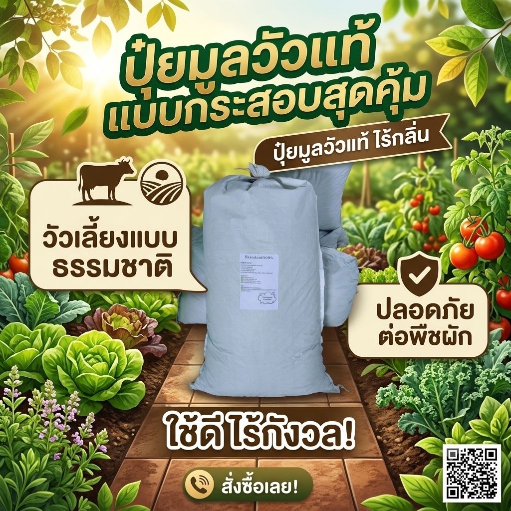 ปุ๋ยมูลวัวแท้100%แห้งสนิทไร้กลิ่นคุณภาพสูง🐄🐄