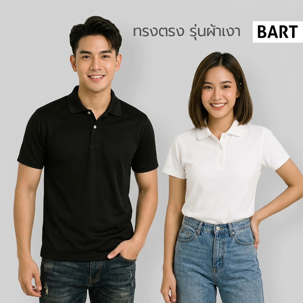 เสื้อโปโล ทรงตรง - เนื้อเรียบ ผ้าเงา